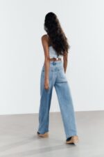 HIGH-WAIST TRF WIDE-LEG CROSSOVER WAIST JEANS