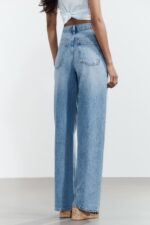 HIGH-WAIST TRF WIDE-LEG CROSSOVER WAIST JEANS