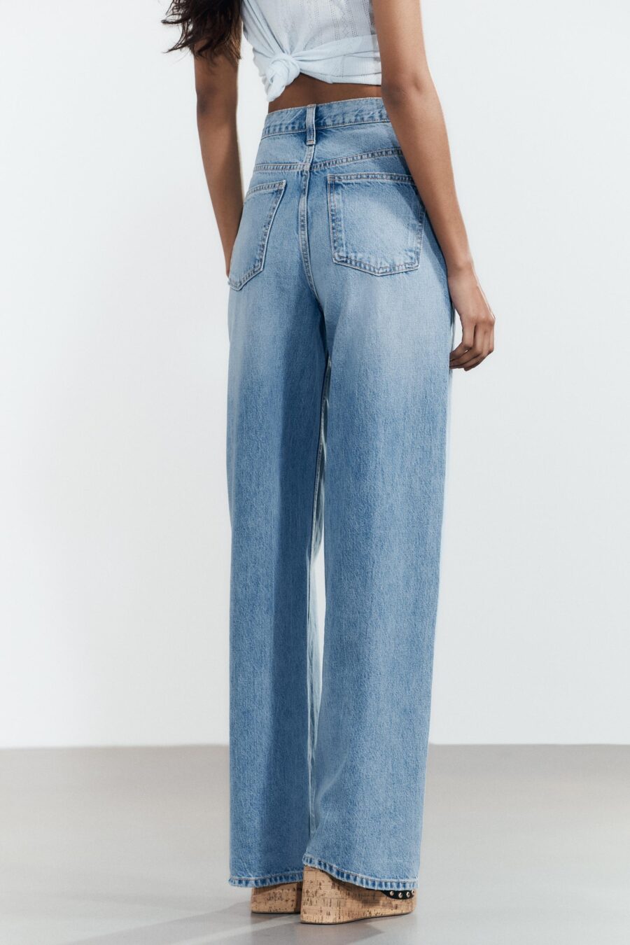 HIGH-WAIST TRF WIDE-LEG CROSSOVER WAIST JEANS