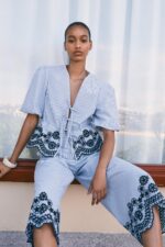 STRIPED EMBROIDERED TOP