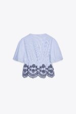 STRIPED EMBROIDERED TOP