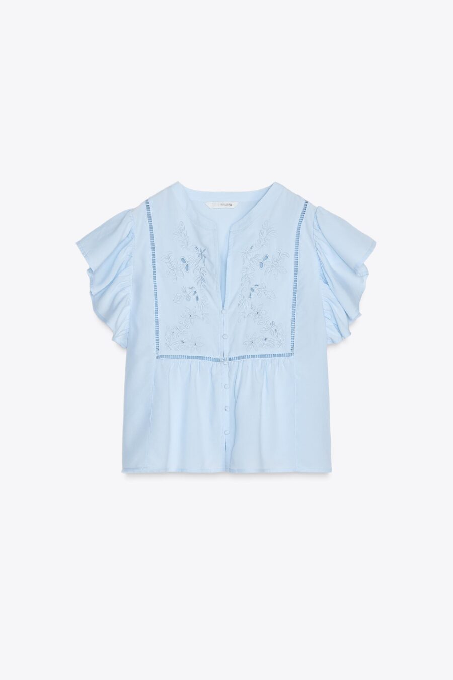 SHORT SLEEVE SHIRT WITH RUFFLE