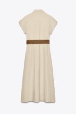 LINEN BLEND MIDI DRESS WITH BELT