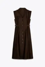 LINEN BLEND MIDI DRESS