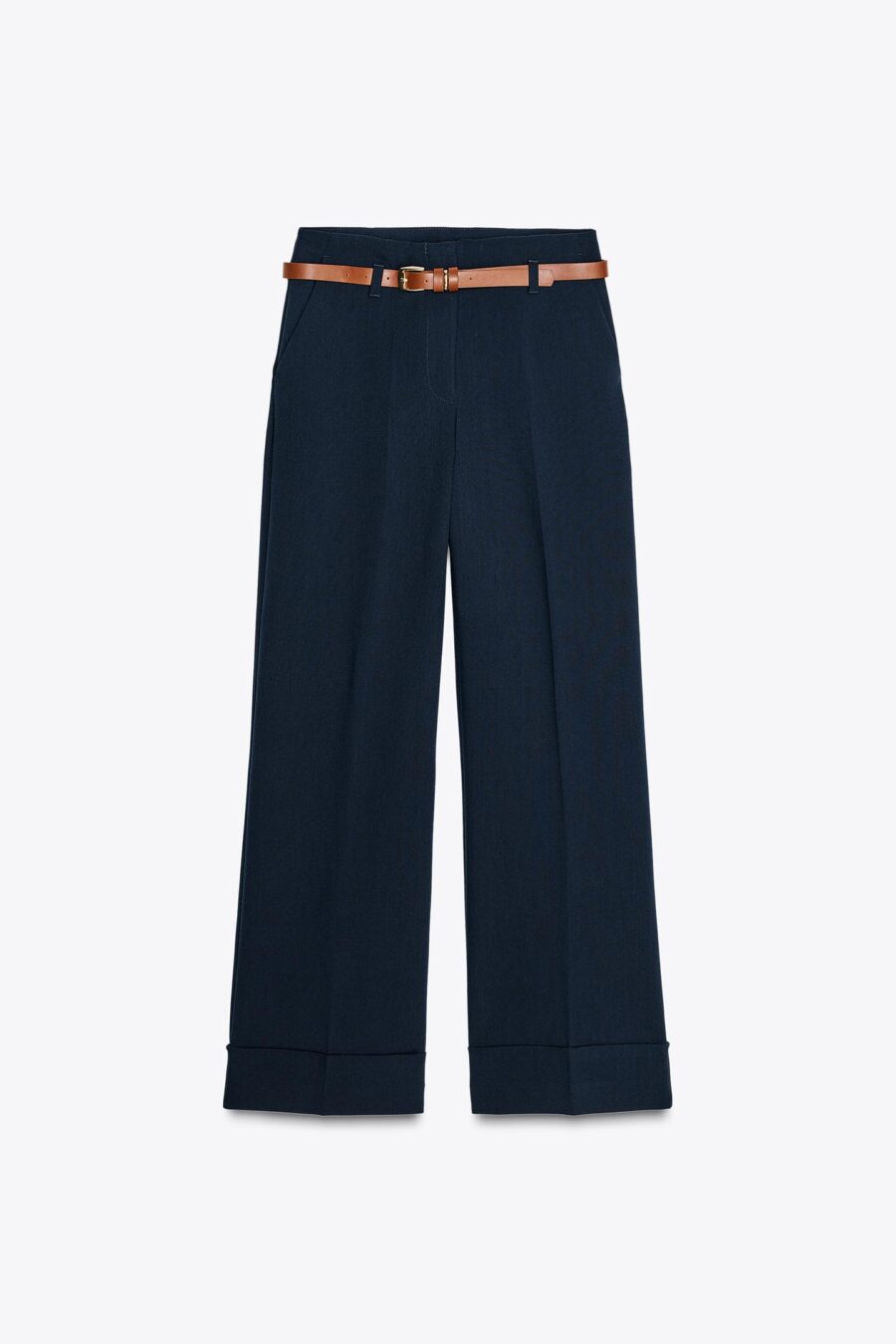 TURN-UP HEM TROUSERS WITH BELT