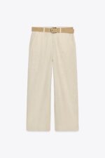 LINEN BLEND CULOTTES WITH BELT