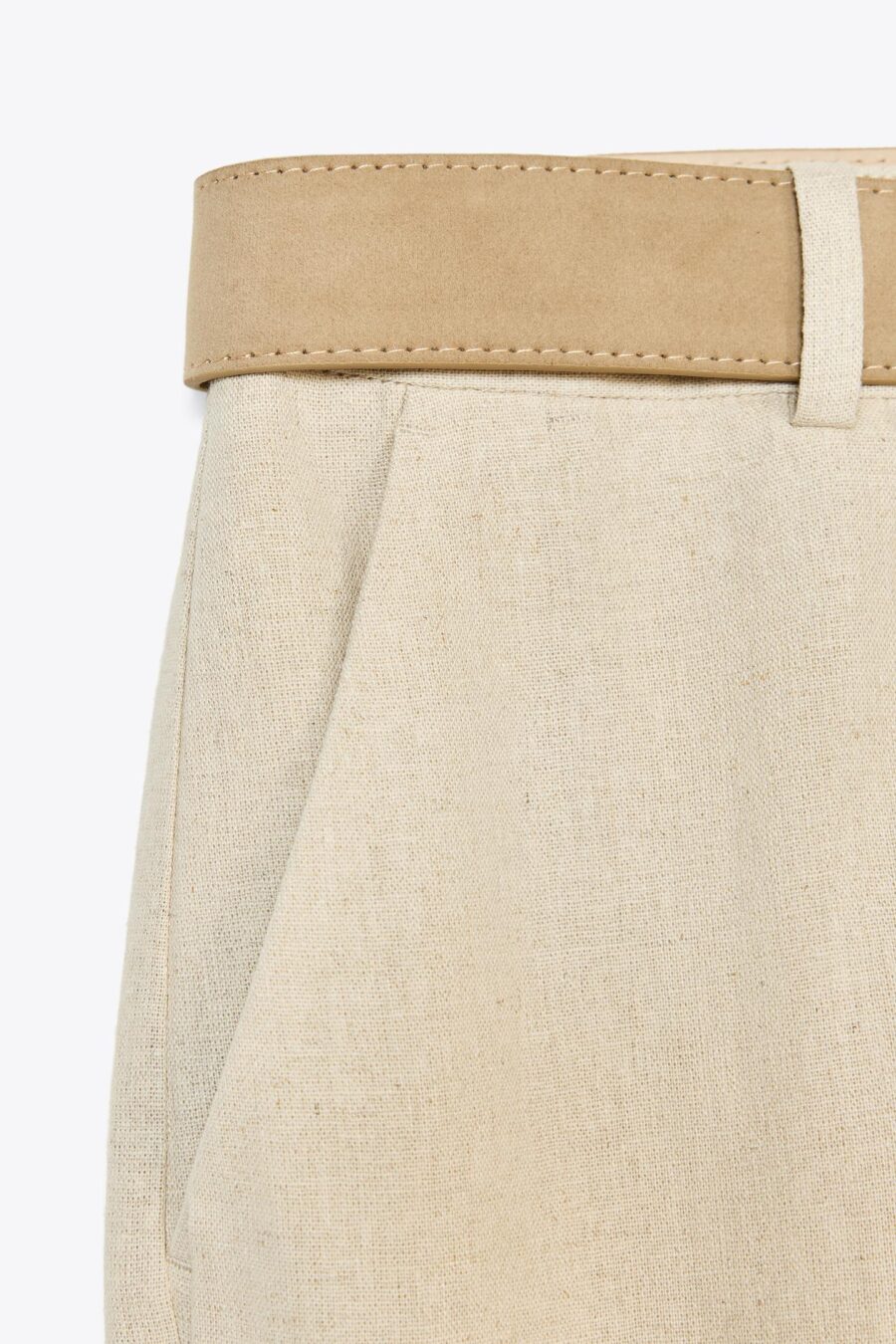 LINEN BLEND CULOTTES WITH BELT