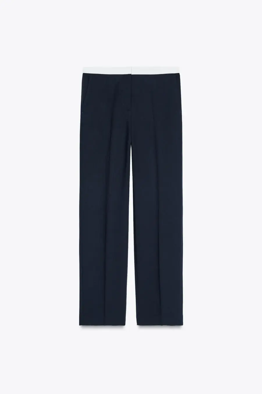 CONTRAST WAIST STRAIGHT-LEG TROUSERS