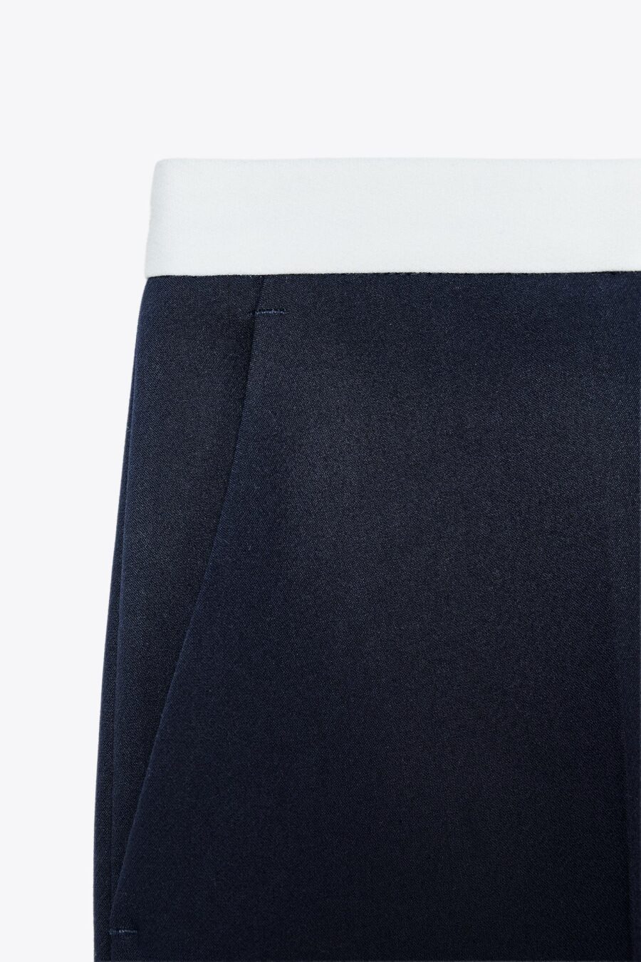 CONTRAST WAIST STRAIGHT-LEG TROUSERS