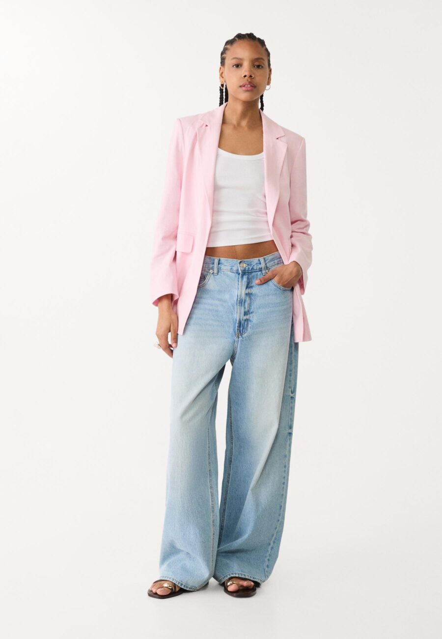Regular linen blend blazer