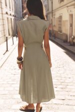 LINEN BLEND MIDI DRESS