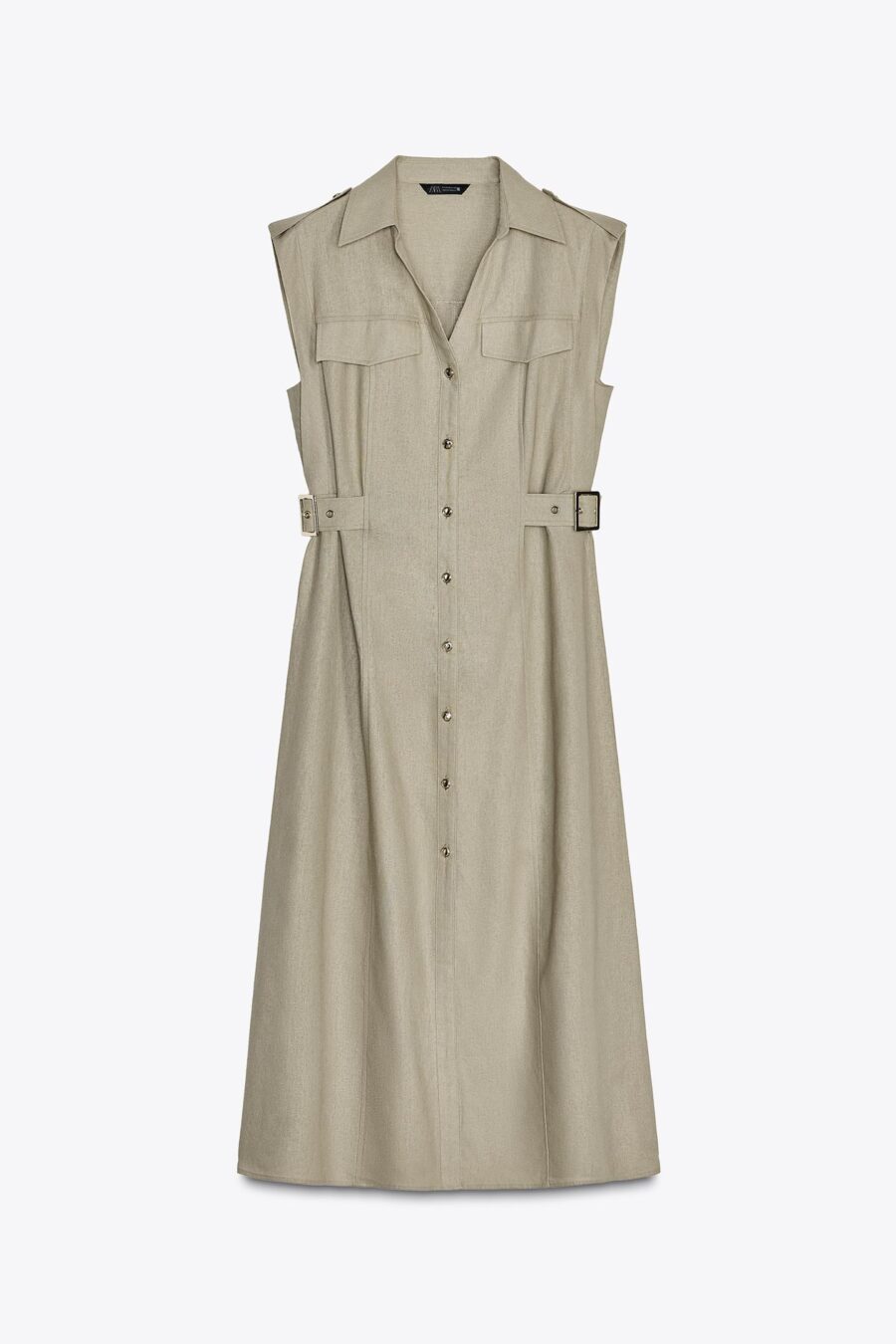 LINEN BLEND MIDI DRESS