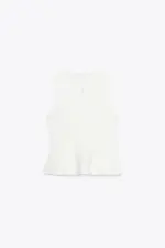 KNIT PEPLUM TOP WITH TIES