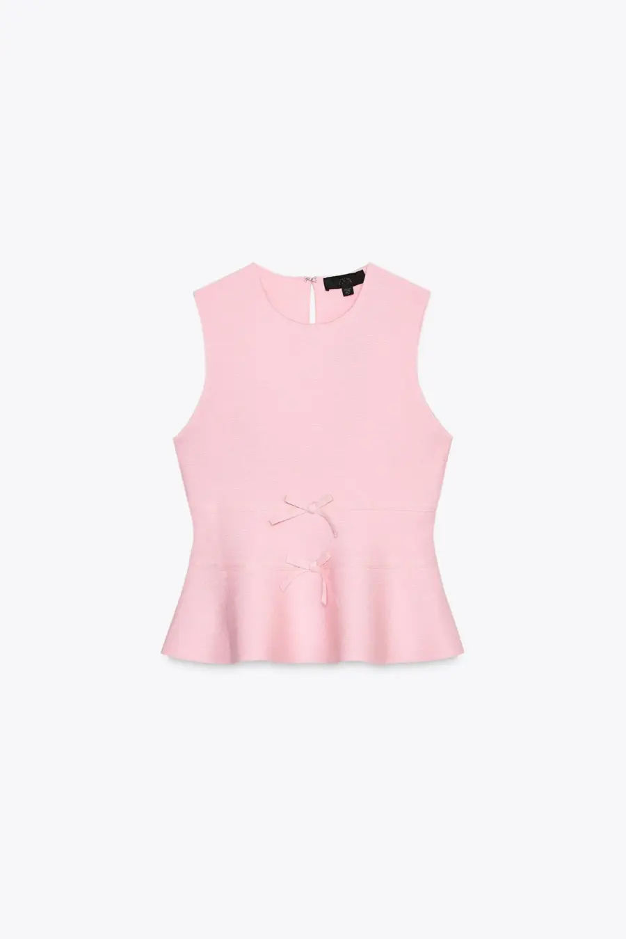 KNIT PEPLUM TOP WITH TIES