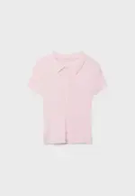 Rib knit polo shirt