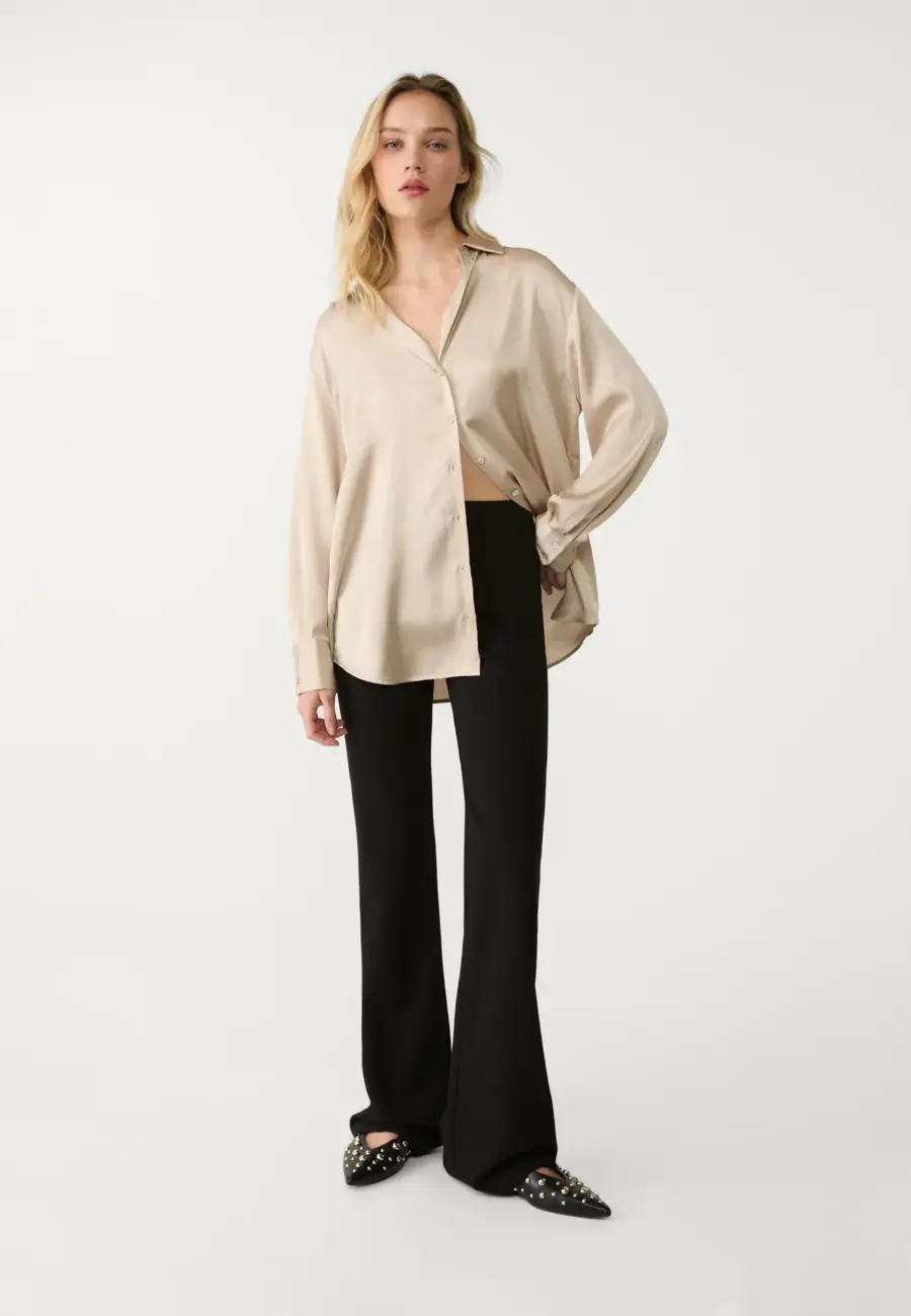Satin collared shirt