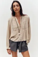 SHORT BLOUSE WITH CUTWORK EMBROIDERY