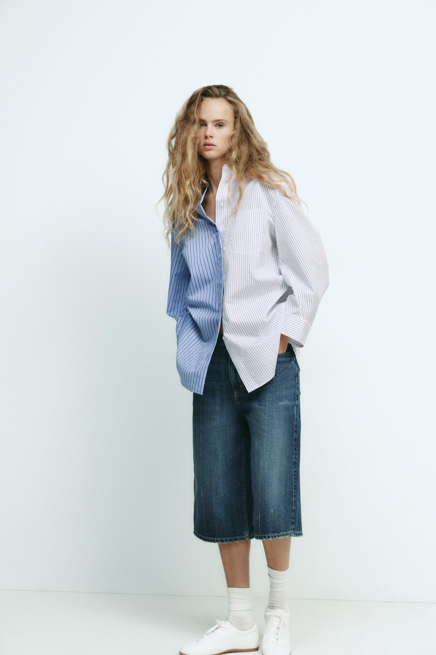 OVERSIZE STRIPED POPLIN SHIRT