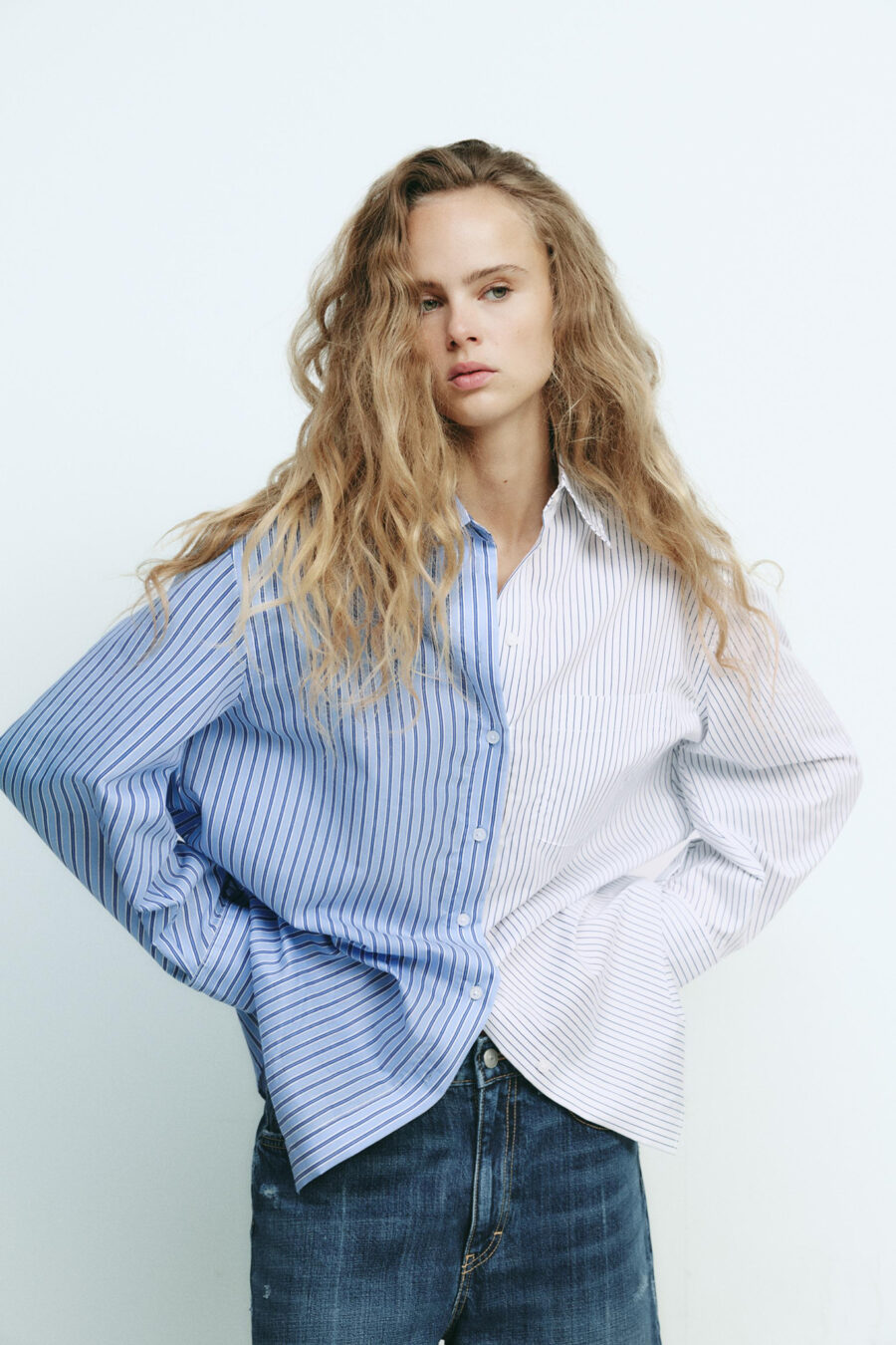 OVERSIZE STRIPED POPLIN SHIRT