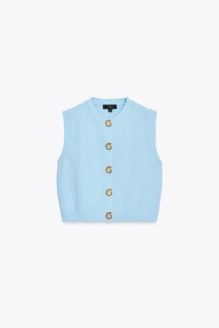 GOLD BUTTON TEXTURED KNIT WAISTCOAT TOP