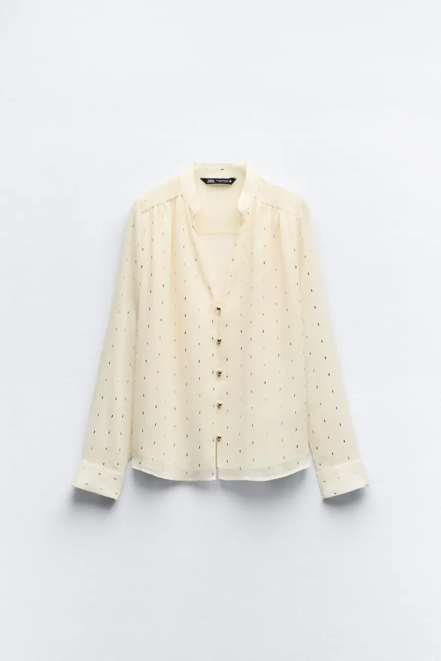 BLouse with embroidery, pleats, and shiny details