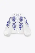 white embroidered shirt zara