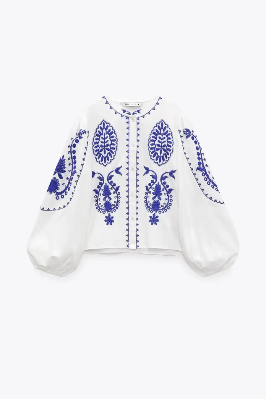 white embroidered shirt zara