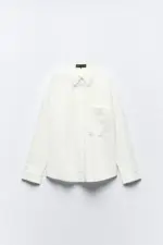 GUIPURE POPLIN SHIRT WITH POCKET PRINT