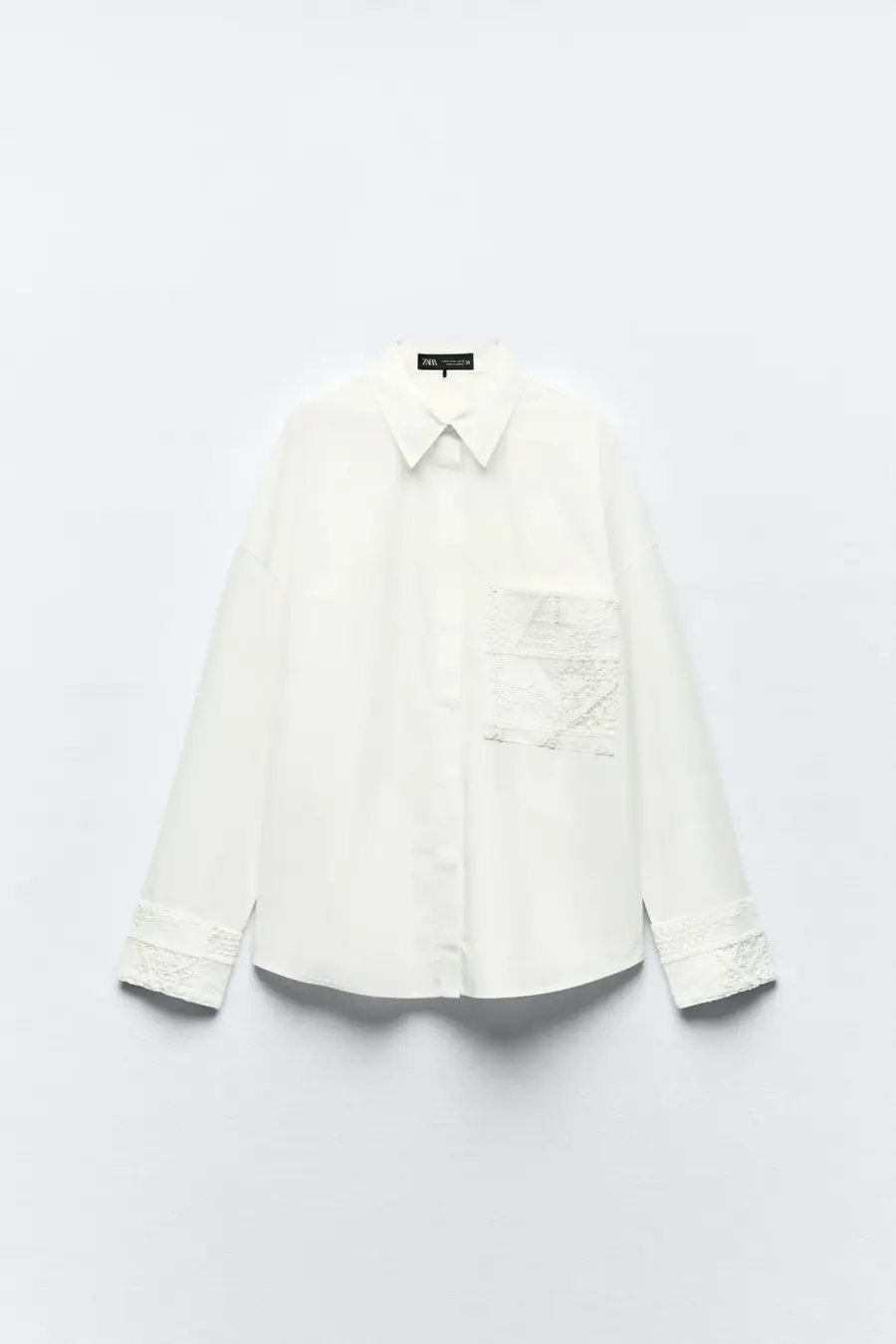 GUIPURE POPLIN SHIRT WITH POCKET PRINT