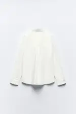 GUIPURE POPLIN SHIRT WITH POCKET PRINT
