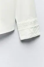 GUIPURE POPLIN SHIRT WITH POCKET PRINT