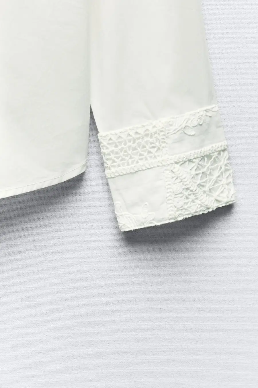 GUIPURE POPLIN SHIRT WITH POCKET PRINT