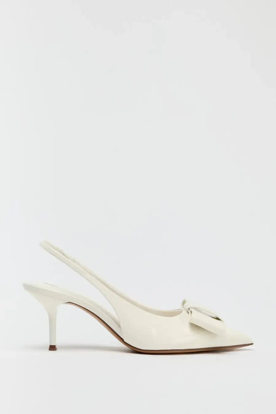 FAUX PATENT SLINGBACK HEELS WITH BOW
