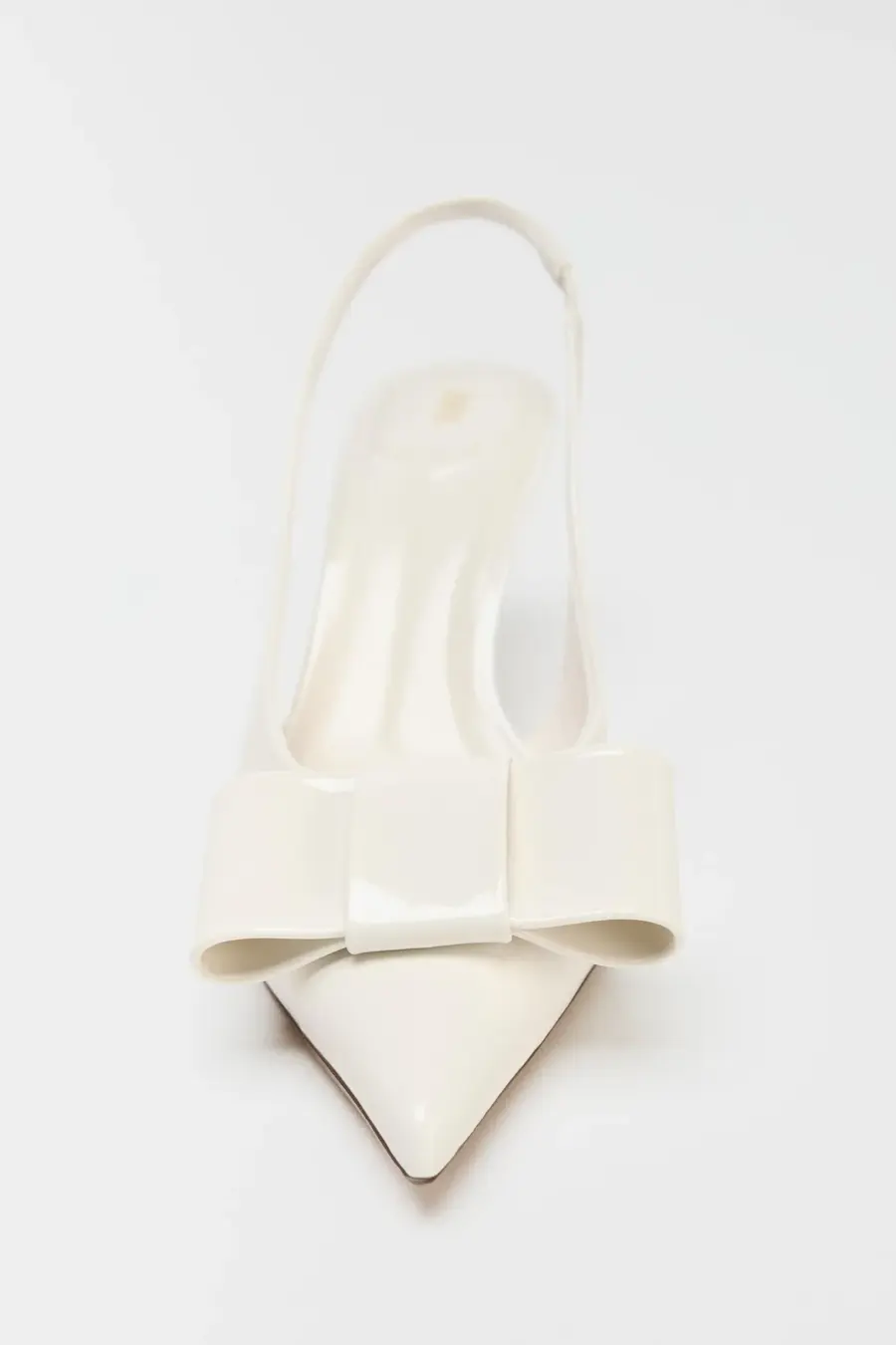 FAUX PATENT SLINGBACK HEELS WITH BOW