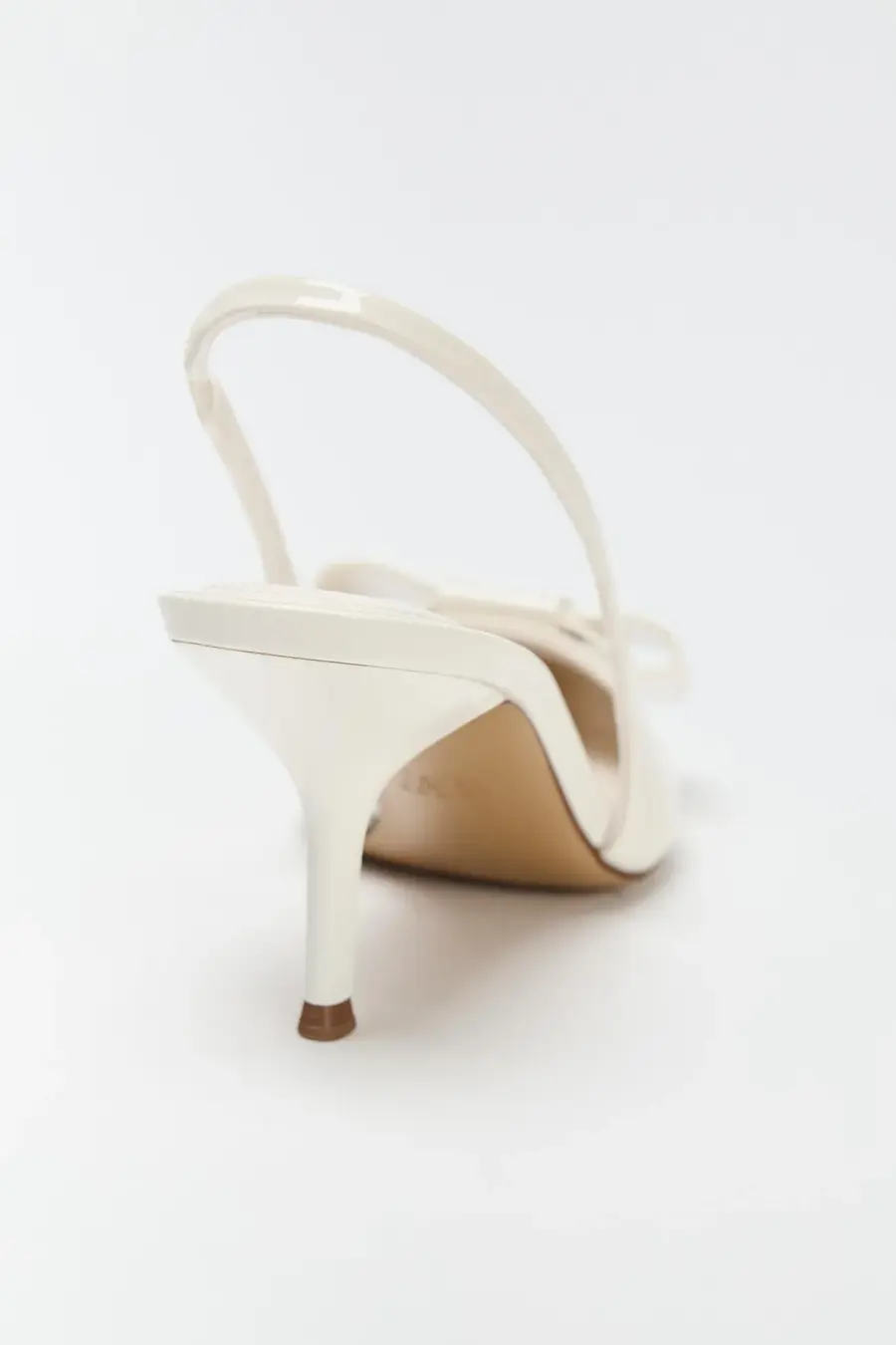 FAUX PATENT SLINGBACK HEELS WITH BOW