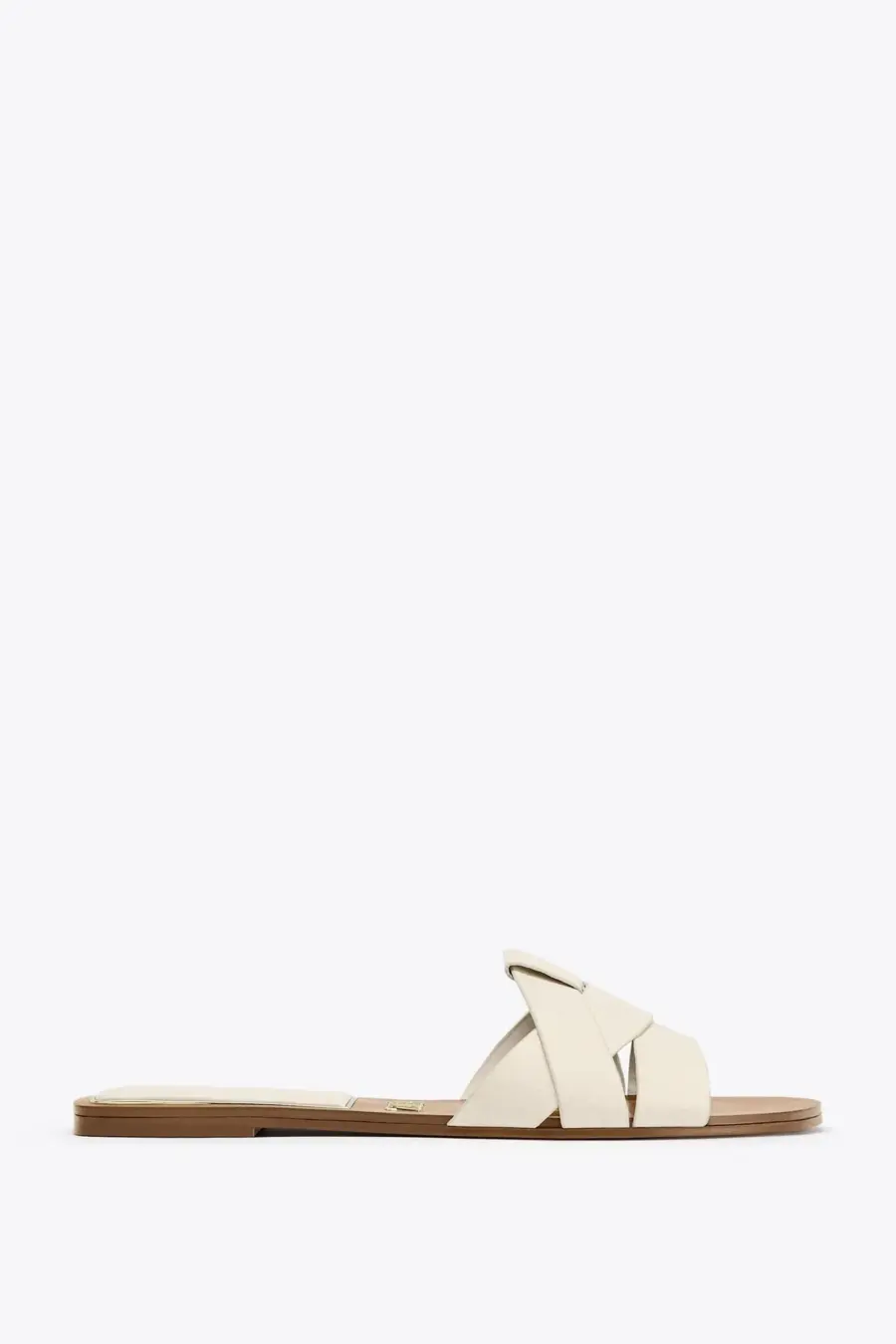 FLAT CRISS-CROSS LEATHER SLIDER SANDALS