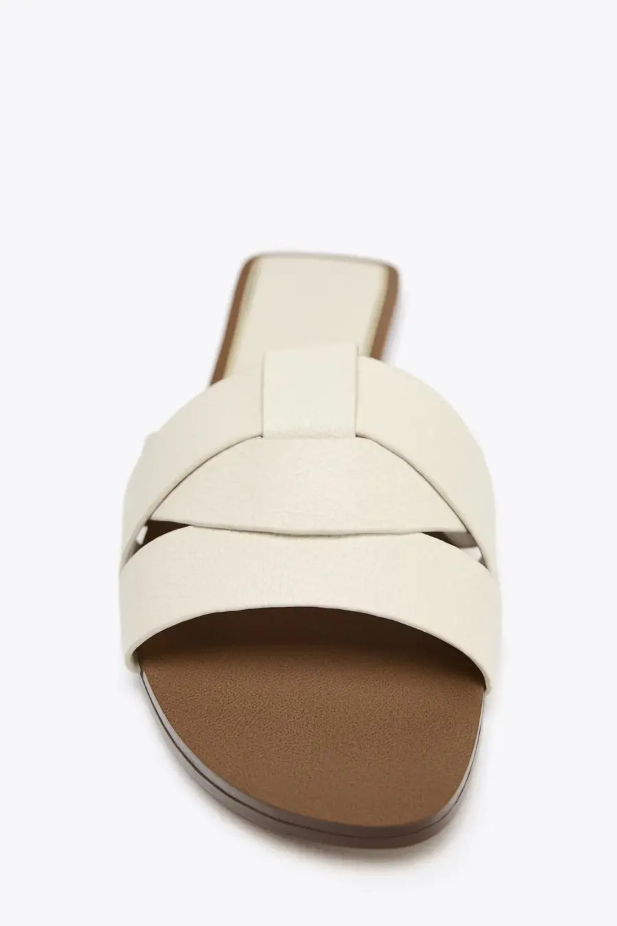 FLAT CRISS-CROSS LEATHER SLIDER SANDALS
