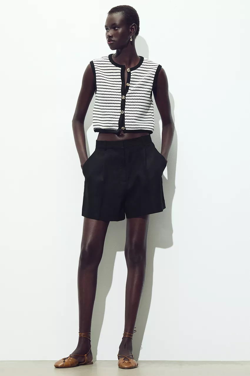 JACQUARD BUTTON WAISTCOAT TOP