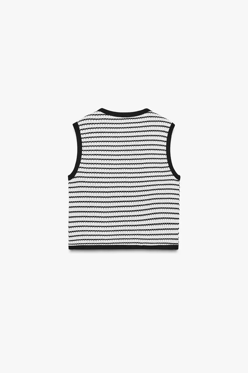 JACQUARD BUTTON WAISTCOAT TOP