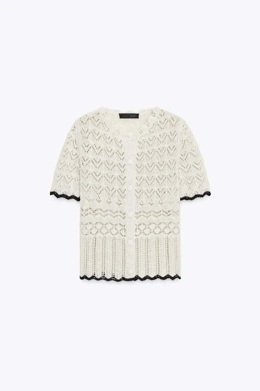 POINTELLE KNIT SHORT SLEEVE CARDIGAN