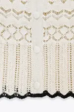 POINTELLE KNIT SHORT SLEEVE CARDIGAN
