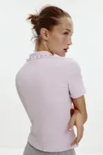 JEWEL COLLAR RIBBED POLO SHIRT