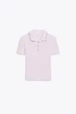 JEWEL COLLAR RIBBED POLO SHIRT
