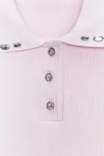 JEWEL COLLAR RIBBED POLO SHIRT