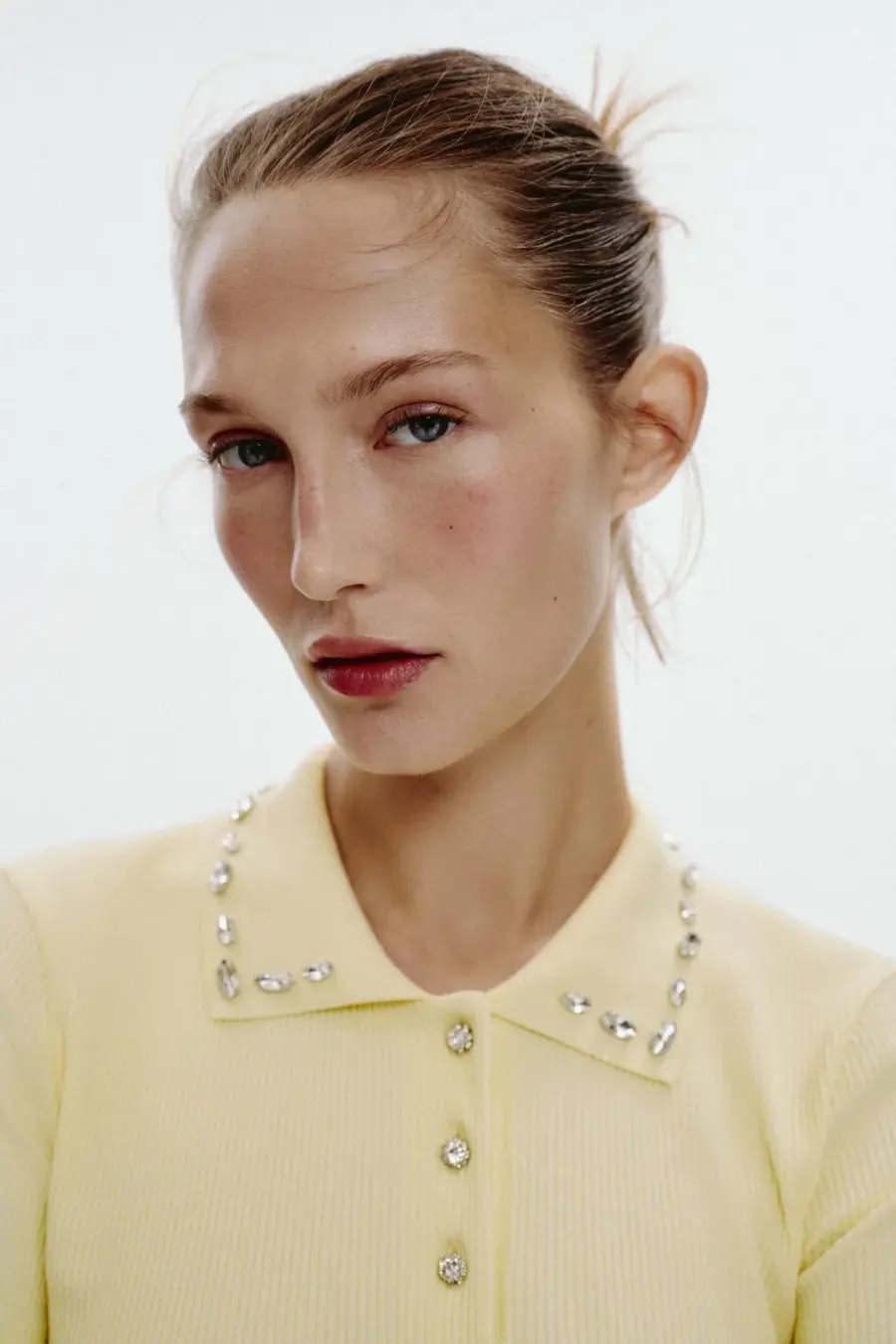 JEWEL COLLAR RIBBED POLO SHIRT