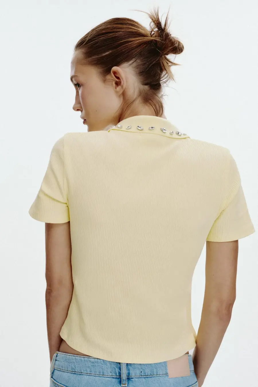 JEWEL COLLAR RIBBED POLO SHIRT