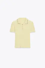 JEWEL COLLAR RIBBED POLO SHIRT