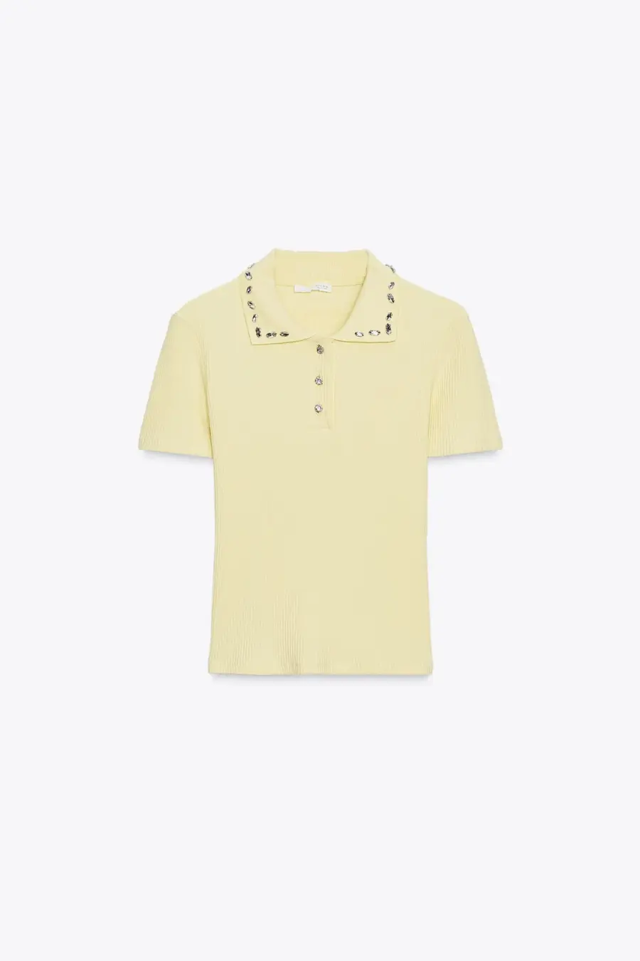 JEWEL COLLAR RIBBED POLO SHIRT