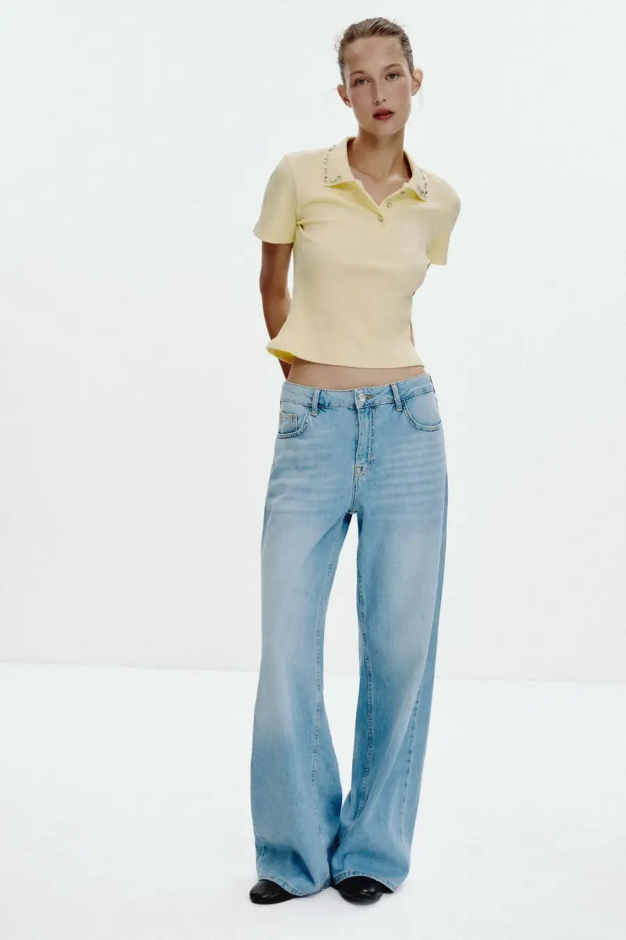 JEWEL COLLAR RIBBED POLO SHIRT