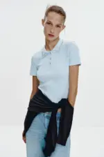 JEWEL COLLAR RIBBED POLO SHIRT